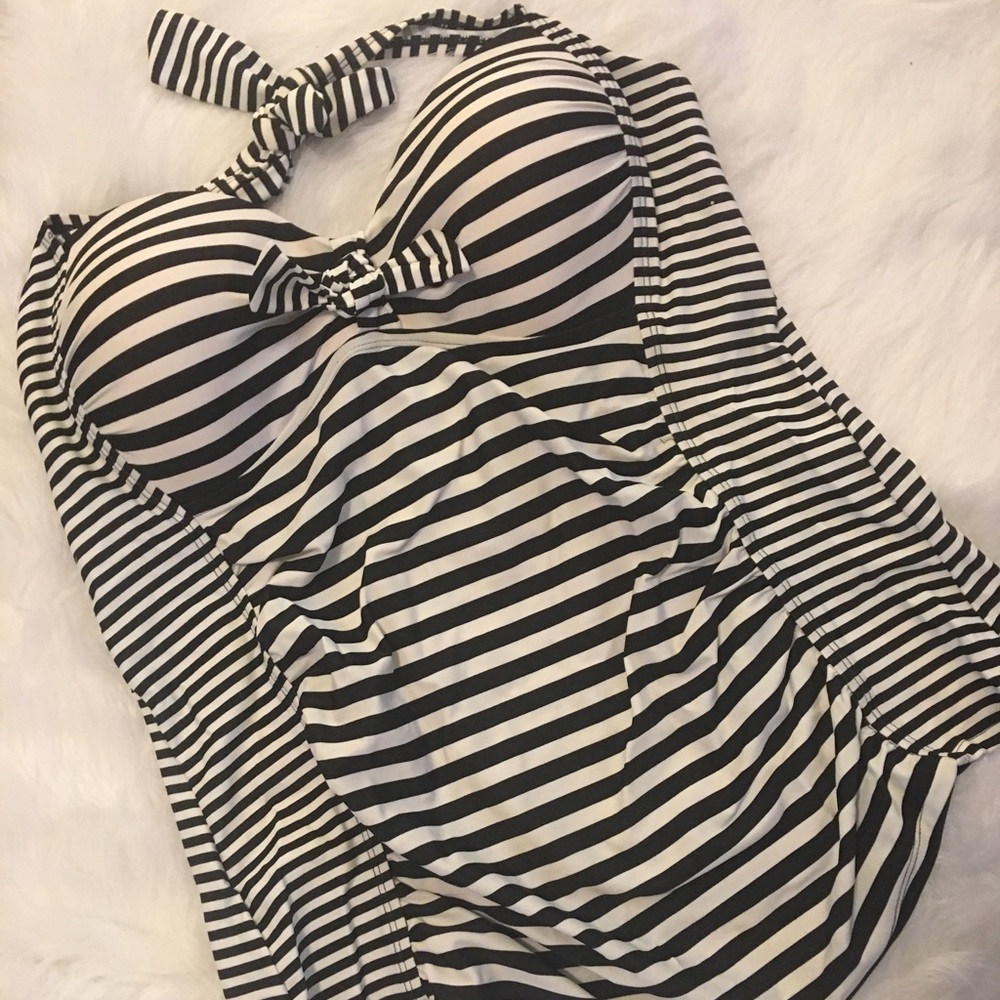 Retro Striped Swim Top
